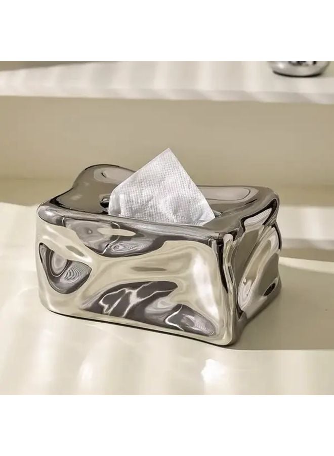 Milky White Ceramic Tissue Box Holder Modern Minimalist Design For Living Room Bathroom - Image 2
